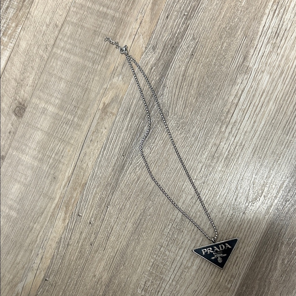 Prada Silver and Black Minimalist Necklace